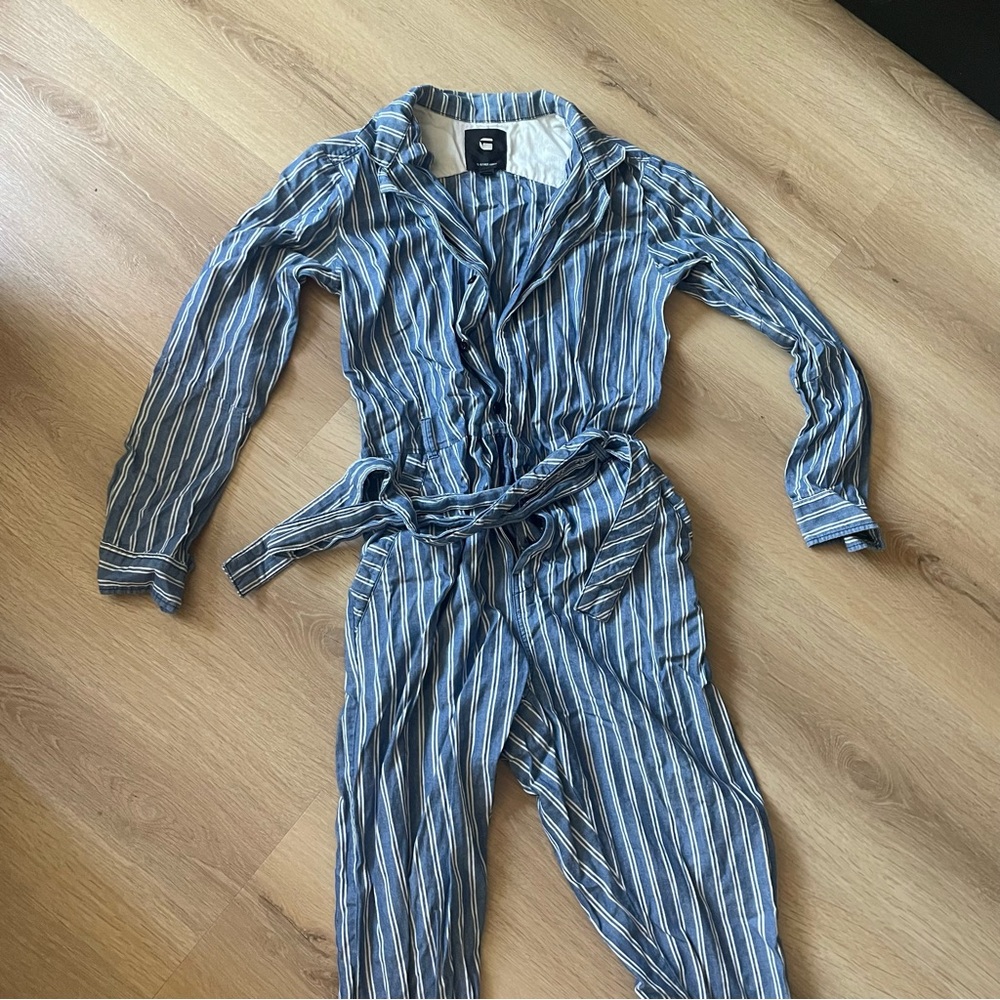 G-STAR Raw Pinstripe Collared Boiler Suit / Jumpsuit